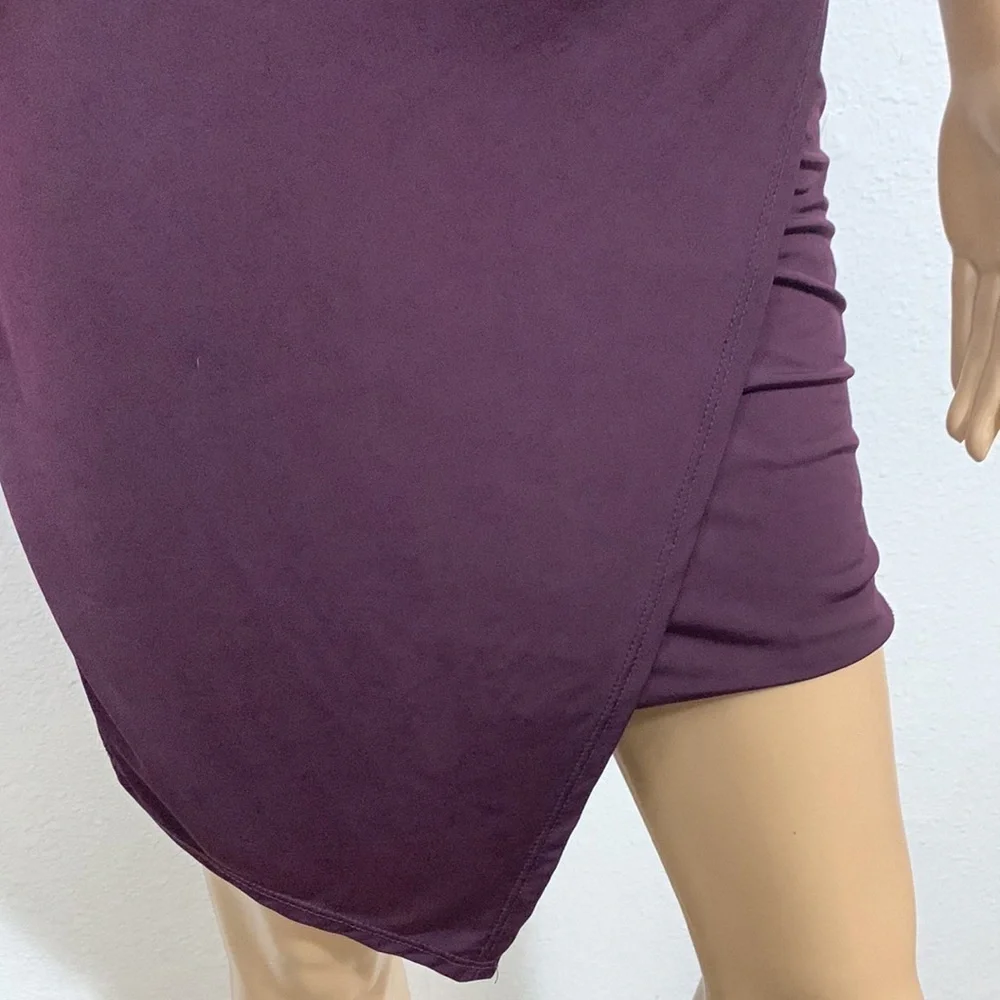 Charlotte Russe Plum Purple Fitted Asymmetrical Halter Mini Dress Size M - Picture 4 of 8